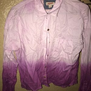 Purple Washed Button Down Crop